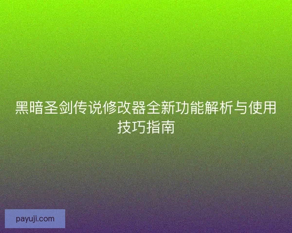 黑暗圣剑传说修改器全新功能解析与使用技巧指南